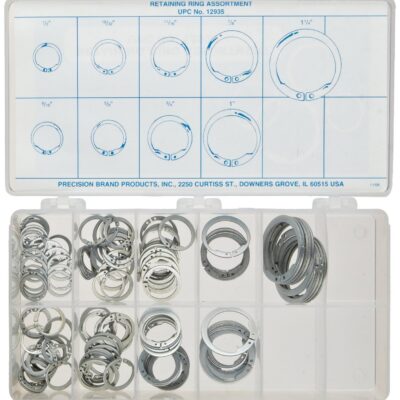 Carbon Steel External Retaining Ring Assortment (140 Pieces), Zinc Plated Finish, Inch, with Case