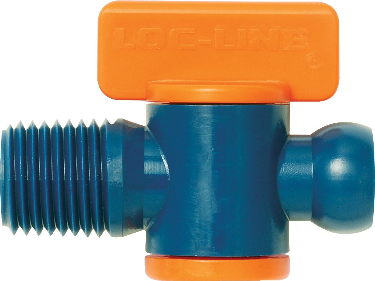 Loc-Line Coolant Hose Component, Acetal Copolymer, Valve, 1/4" Hose ID, 1/4" NPT Male, 100 PSI (Pack of 10)