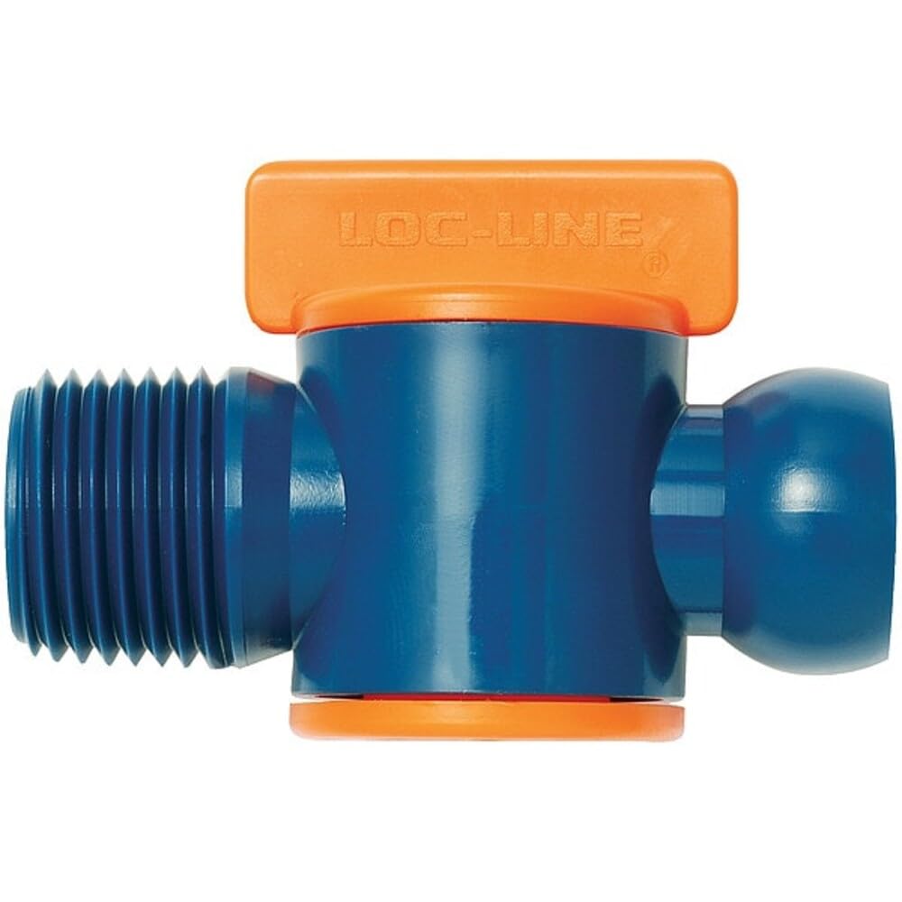 Loc-Line Coolant Hose Component, Acetal Copolymer, Valve, 1/2" Hose ID, 1/2" NPT Male, 100 PSI (Pack of 2)