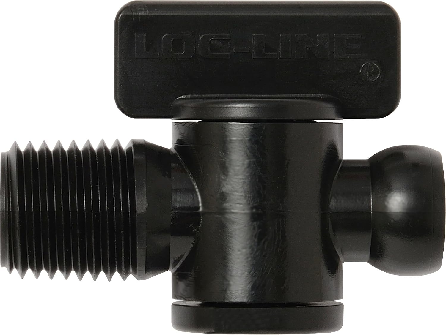 Loc-Line Coolant Hose Component, Black Acetal Copolymer, Valve, 1/4" Hose ID, 1/4" NPT Male, 100 PSI (Pack of 10)