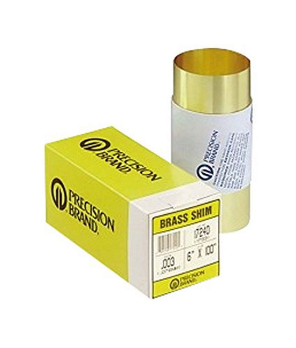 Precision Brand 17SX2 Brass Shim Stock, 6" x 60" Roll, 260 Alloy Brass, 0.002"