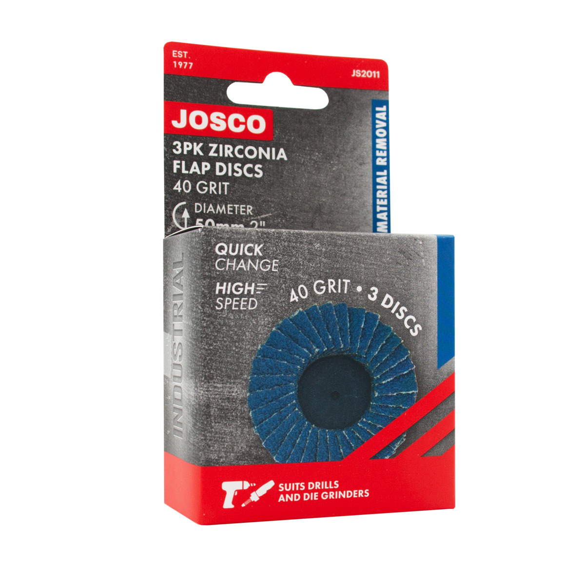 Flap Disc Zirconia 2" 50mm 40g Quick Change 3PK