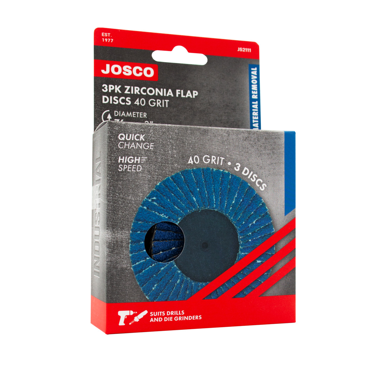 Flap Disc Zirconia 76mm 40g Quick Change 3PK