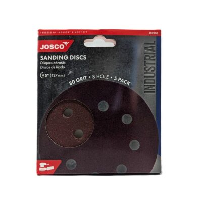 Sanding Discs 5"(125mm) Hook & Loop 8-Hole 80grit 5pack
