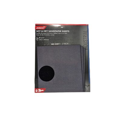 Sandpaper Wet & Dry  9"(230mm) x 11"(280mm) 180grit 3pack
