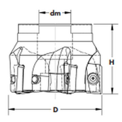 SSEM4000-1000-6307 Milling Cutter, 4.000in Sq Shldr Cutter, z=7 APMT1604 inserts